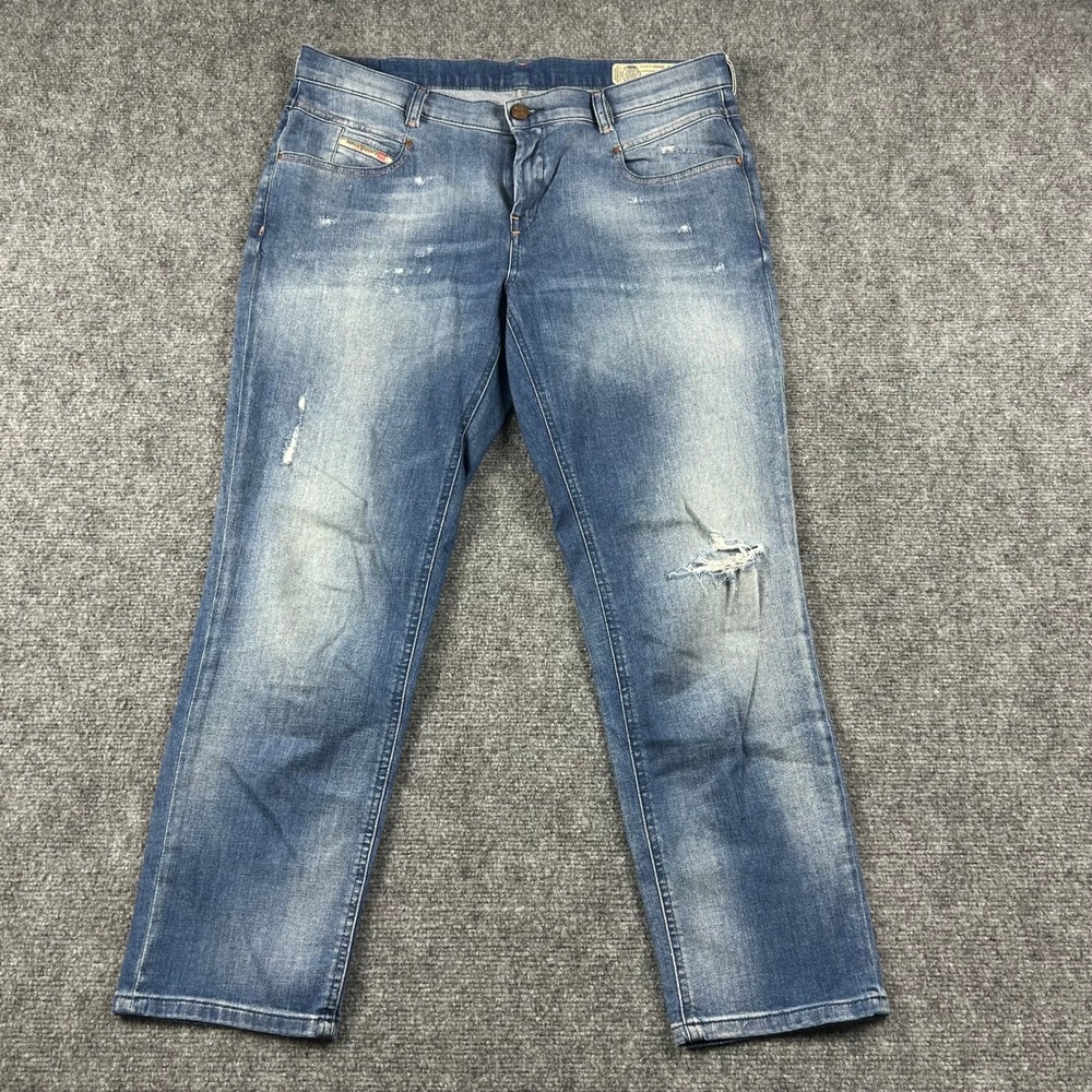 Diesel Belthy-Ankle Jeans Womens W30 L32 Blue Slim Straight Distressed Low Waist